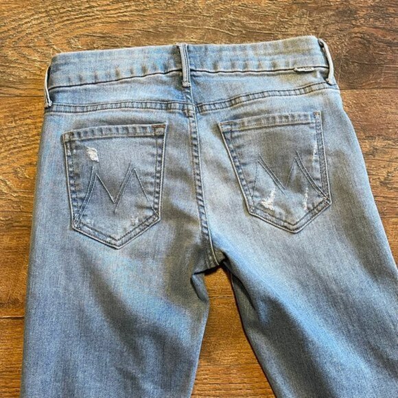 MOTHER Undone Hem Looker Crop Denim Jeans In Cliffhanger Size 25 - Picture 9 of 12